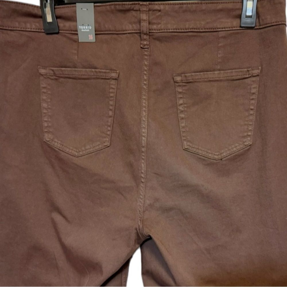 Torrid Brown Puce Crop Wide Leg Stretch Twill High Rise Patch Pocket Pant NWT - Picture 7 of 10